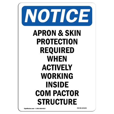 Signmission OSHA Sign, Apron & Skin Protection Required, 14in X 10in Rigid Plastic, 10" W, 14" H, Portrait OS-NS-P-1014-V-10165